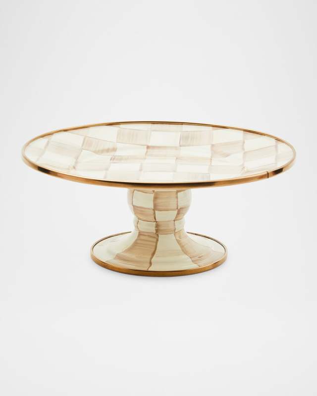 Mocha Check Mini Pedestal Platter